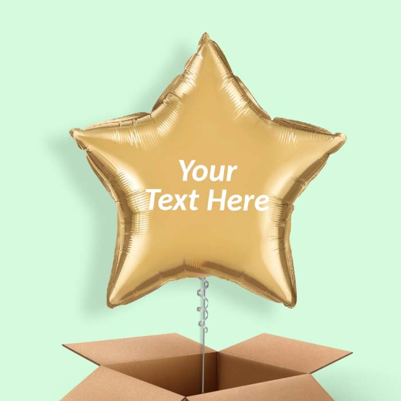 Personalised Chrome Gold Balloons in a Box - Star