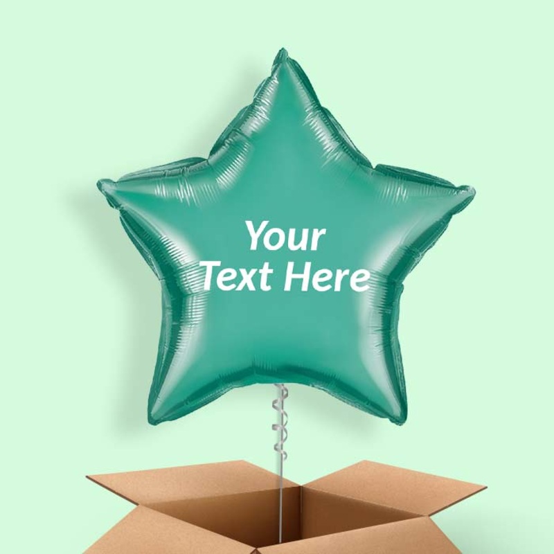 Personalised Chrome Green Star Balloon in a Box