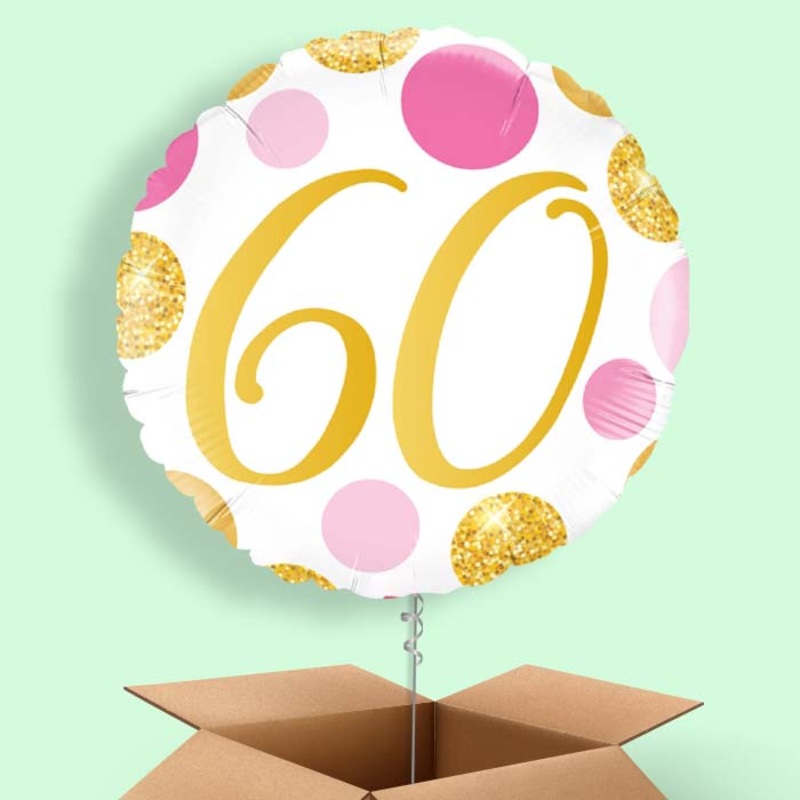 Pink and Gold Dots 60th Birthday  Balloon in a Box
