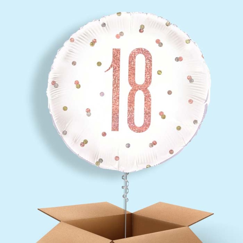 Rose Gold Helium 18th Birthday Balloons Delivered in a Box