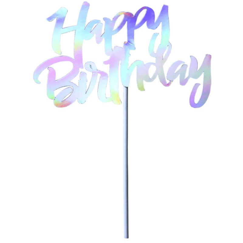 Iridescent Happy Birthday Cake Topper