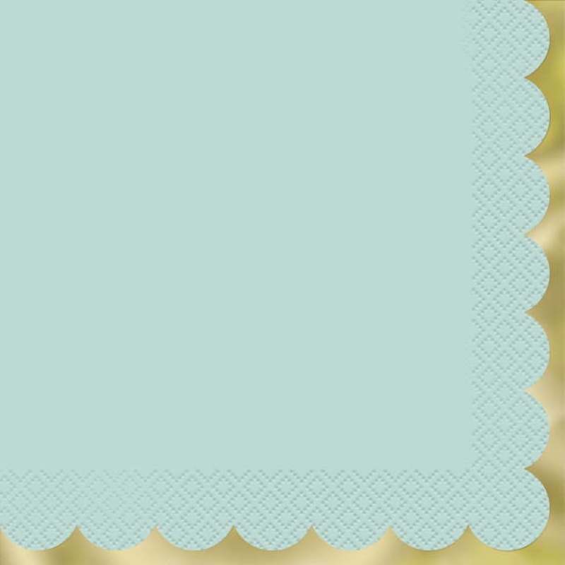 Pastel Blue Napkins Scalloped Pack of 16