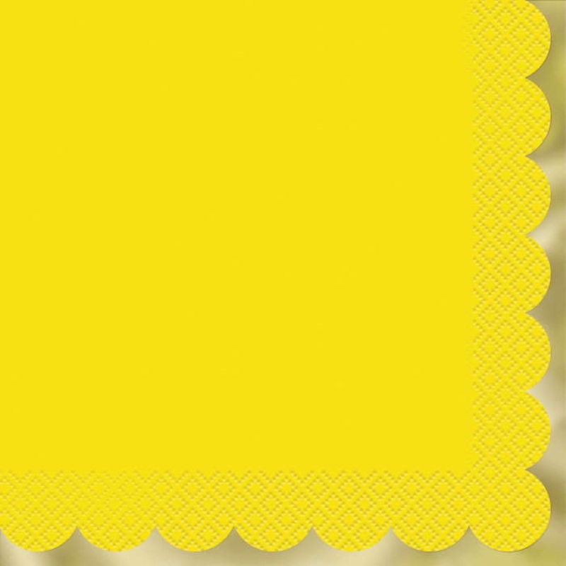 Pastel Yellow Napkins Scalloped Pack of 16