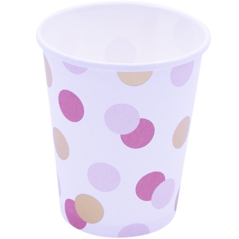 Pink and Gold Dot Paper Cups Pack of 8