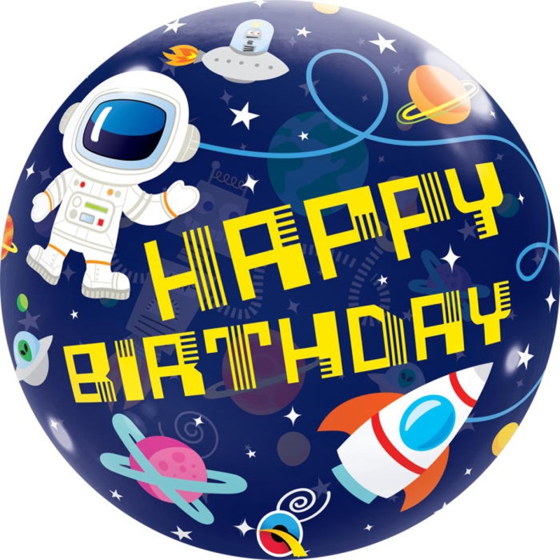 Space Happy Birthday Bubble Balloon