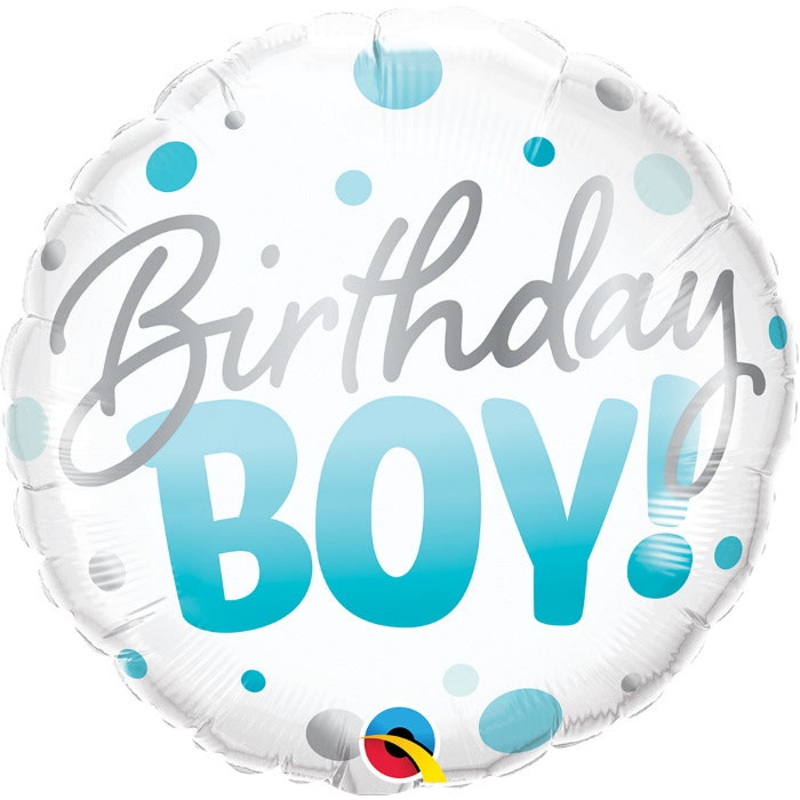 Birthday Boy | Blue Dots 18 Inch Foil Balloon