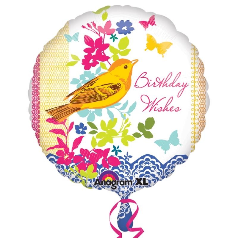 Birthday Wishes Bird 18 Inch Foil Balloon