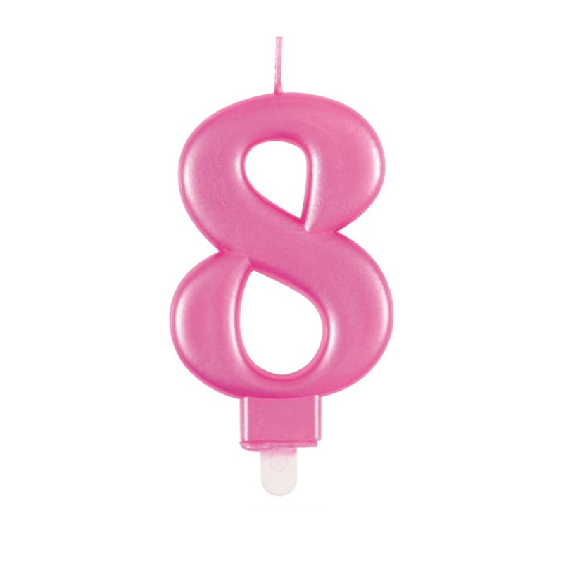 No 8 Candle - Pink Metallic