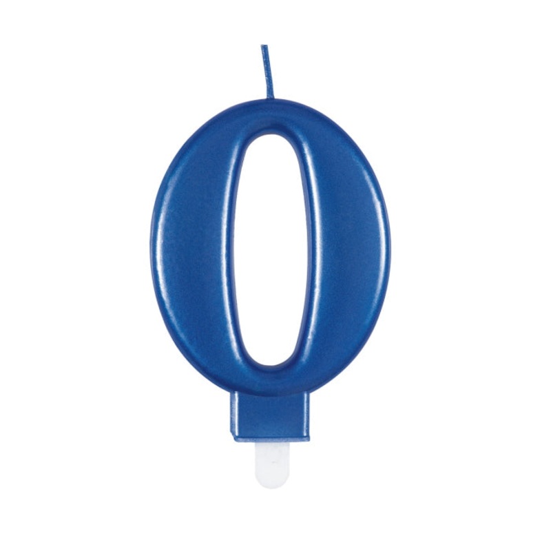 Number 0 Candle - Blue Metallic
