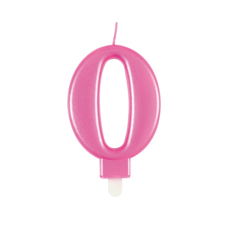 Number 0 Candle - Pink Metallic