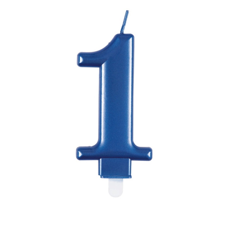 Number 1 Candle - Blue Metallic
