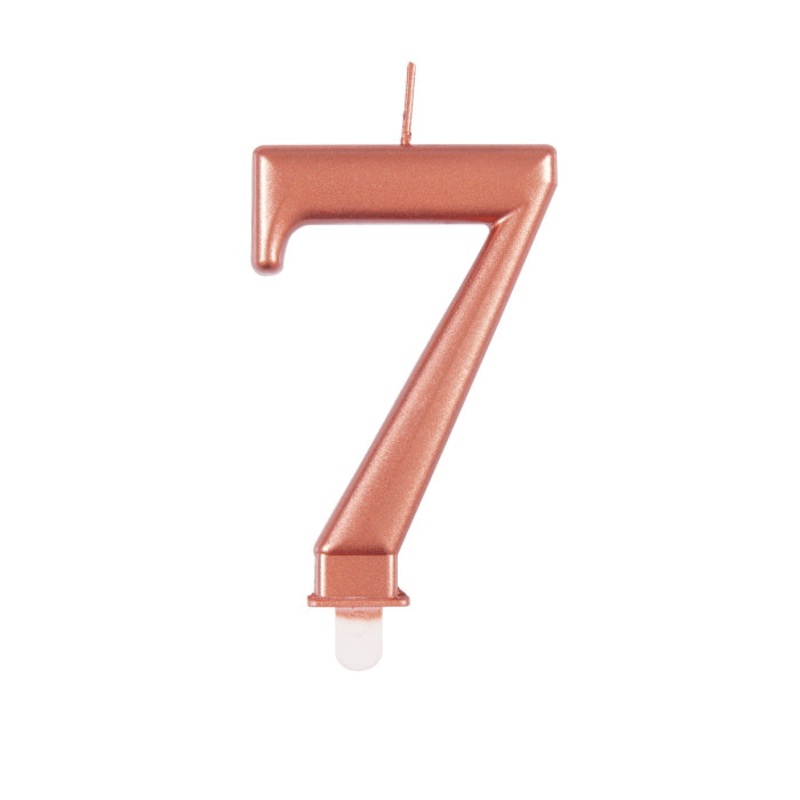 Number 7 Candle - Rose Gold Metallic