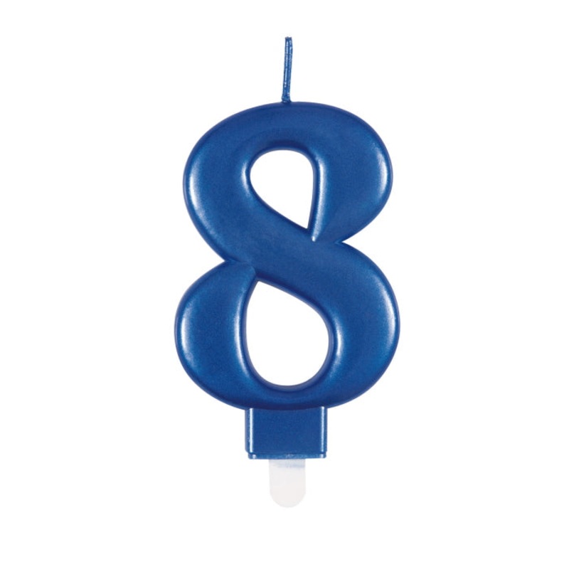 Number 8 Candle - Blue Metallic