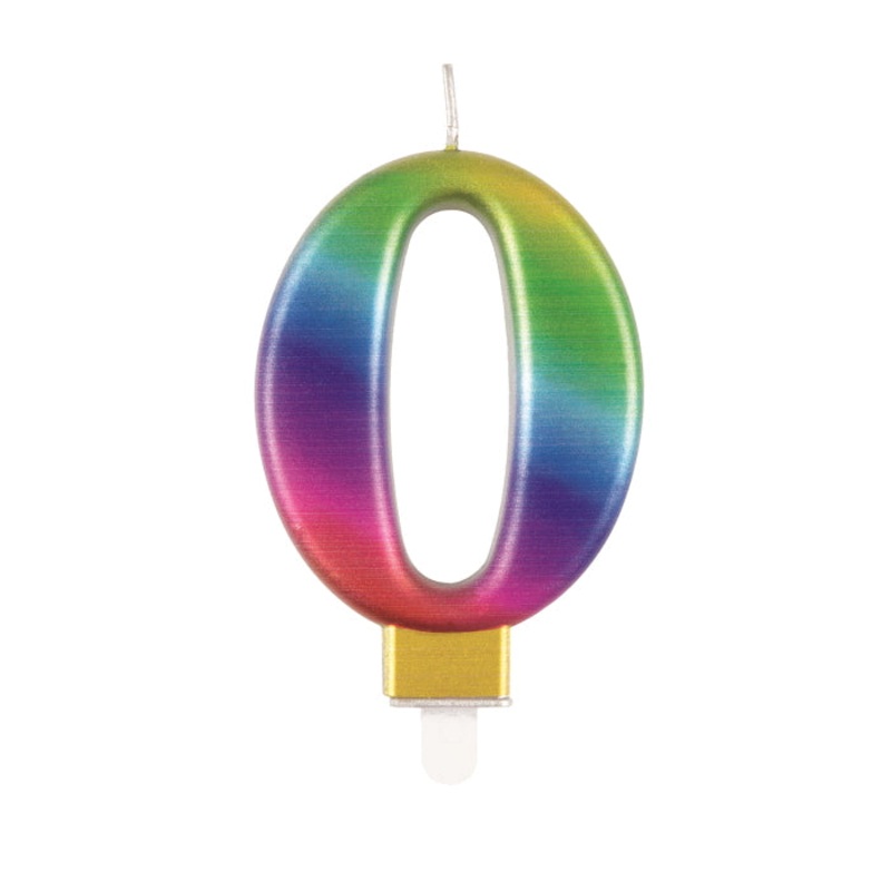 Rainbow Metallic Candle Number 0