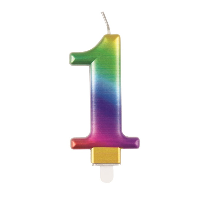 Rainbow Metallic Candle Number 1