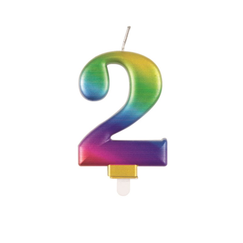 Rainbow Metallic Candle Number 2