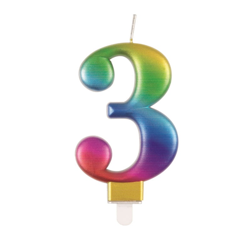 Rainbow Metallic Candle Number 3