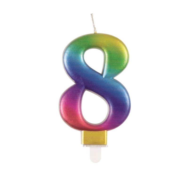 Rainbow Metallic Candle Number 8
