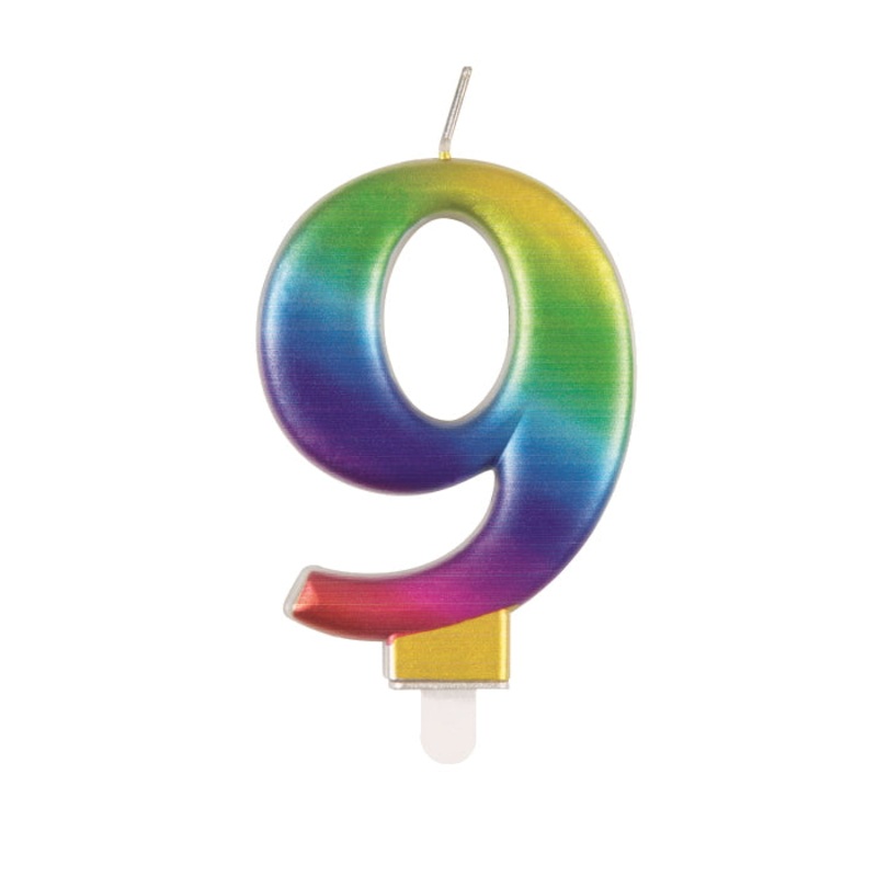 Rainbow Metallic Candle Number 9