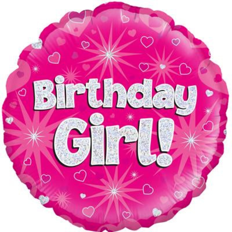 Birthday Girl Pink Hearts 18 Inch Foil Balloon