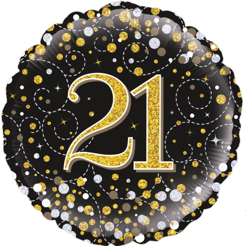 Black and Gold 21st Balloons - Foil
