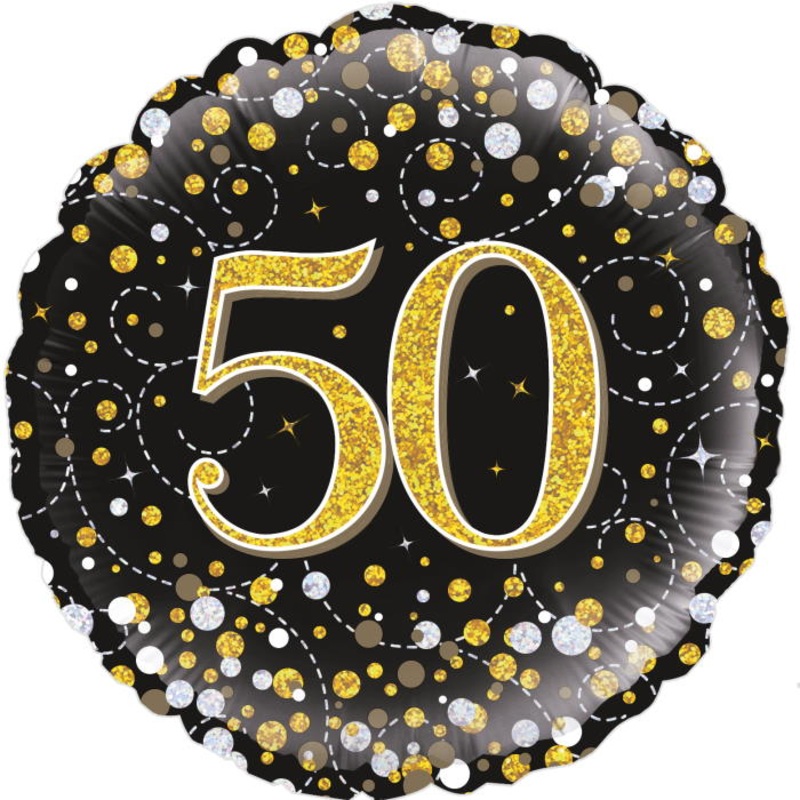 Black and Gold 50th Balloons - Foil