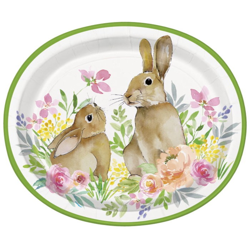 Easter | Rabbits | Pastel Oval 30cm Plates Pack of 8