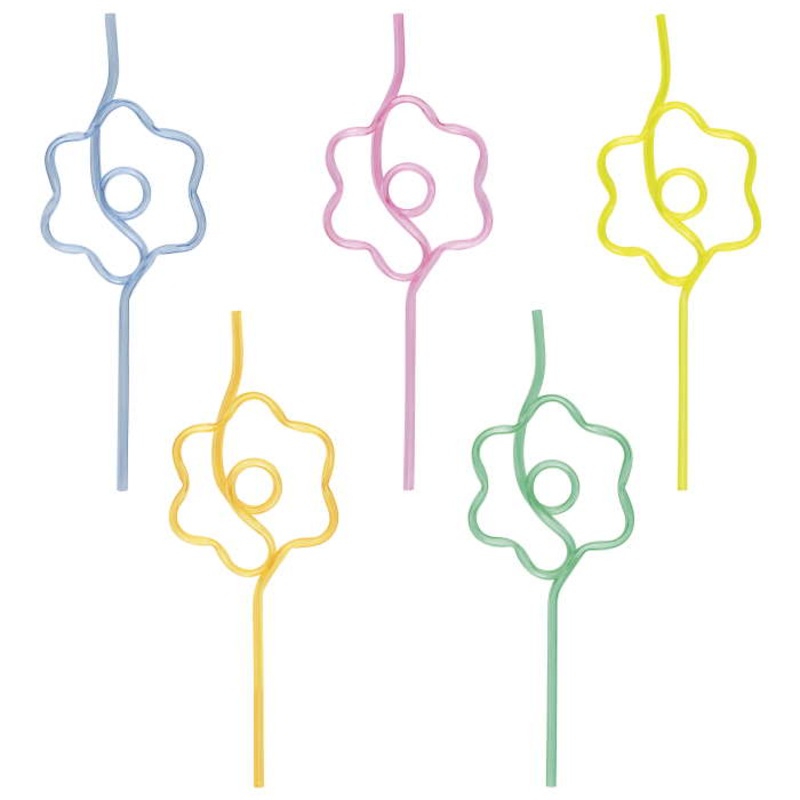 Flower Power Drinking Straws Reusable Pack of 5