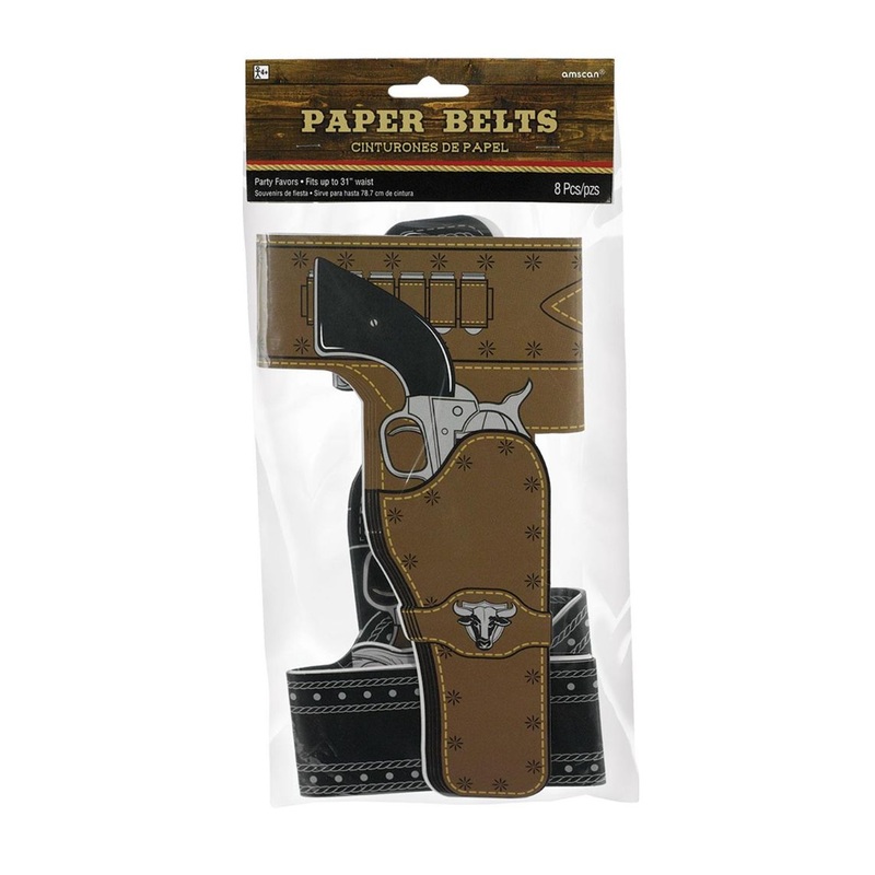 Cowboy Western Party Paper Gun Belts Pack of 8