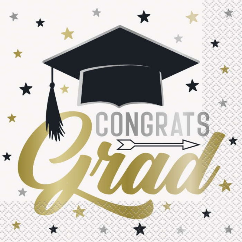 Graduation Napkins - Stars & Caps Pack of 16