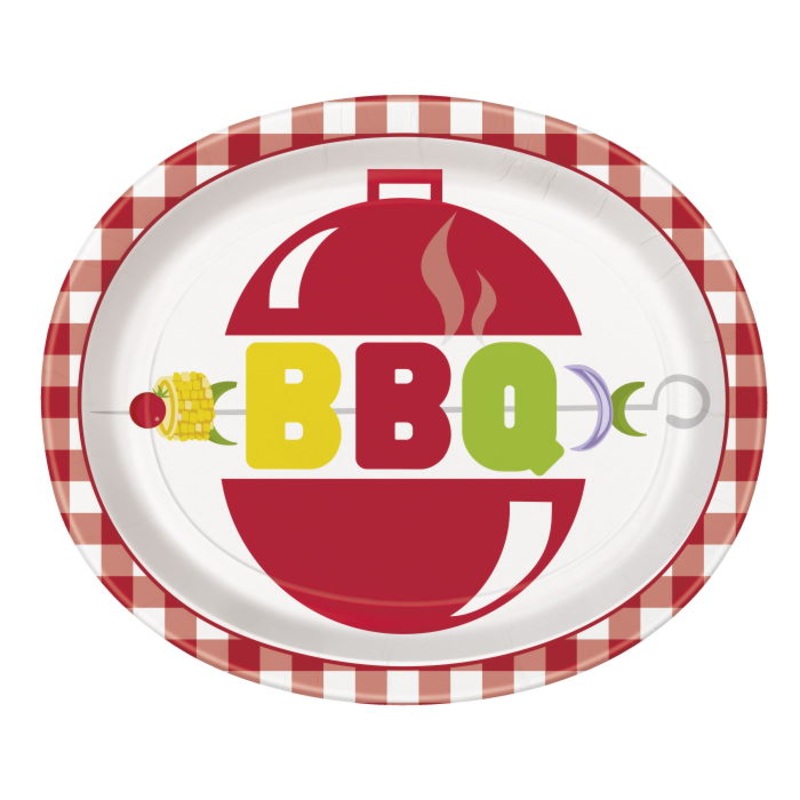 Red Gingham | BBQ Oval 30cm Plates Pack of 8