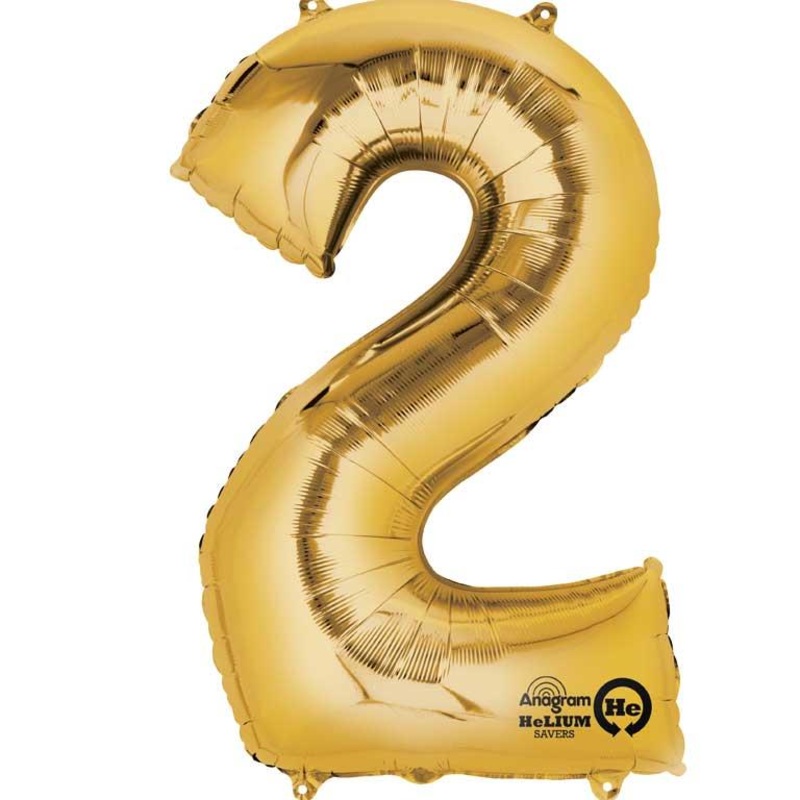 Big Number 2 Balloon - Gold Anagram 35 inch