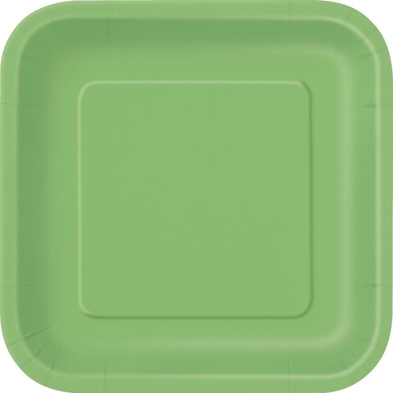 Green Square Party Plates Pack of 14