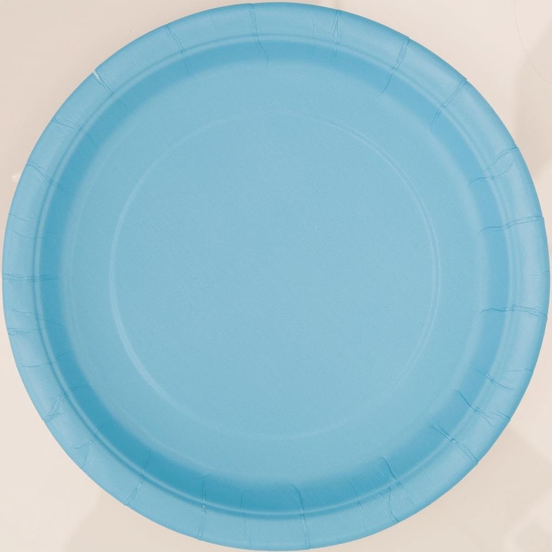 Pale Blue Paper Plates Pack of 8