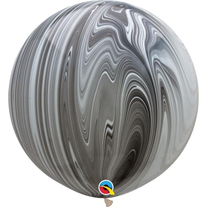 Black Marble Balloons - Superagate 30 inch Pack of 2