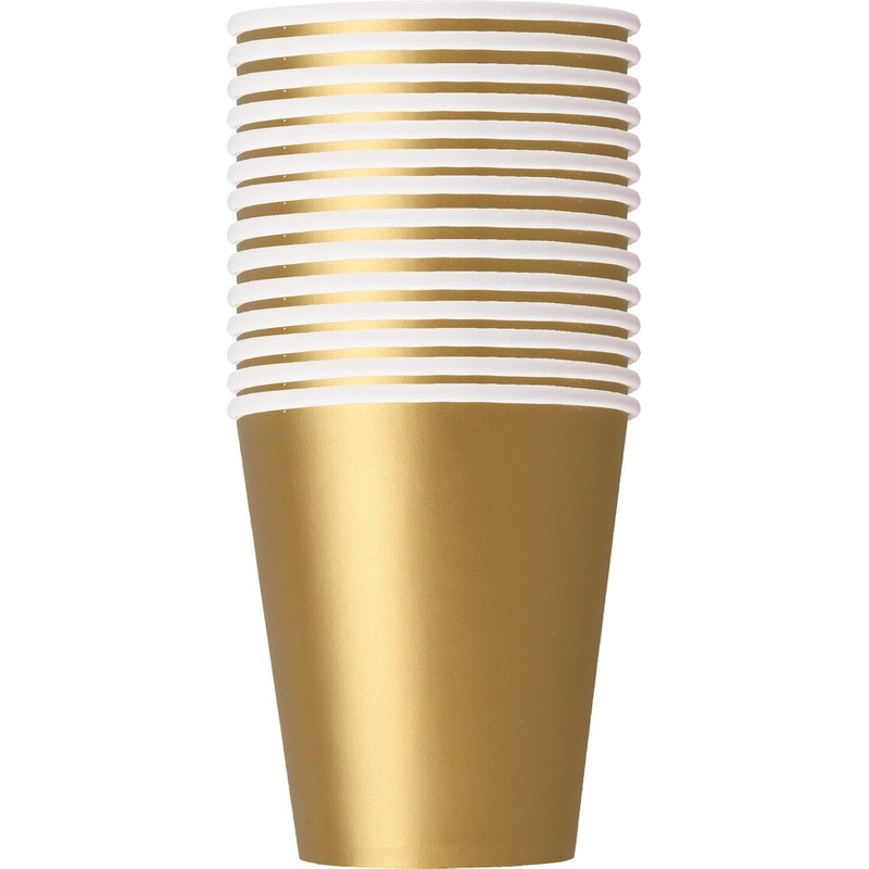 Gold Big Value Catering Party Cups (Bulk) Pack of 14