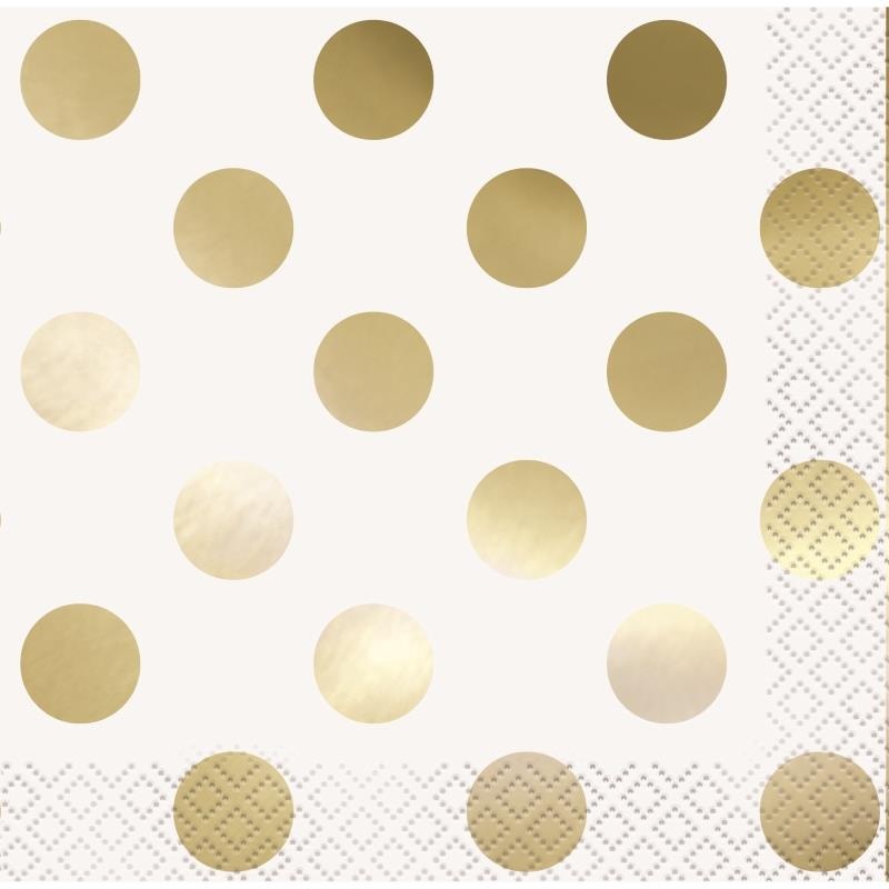 Gold Foil Dots Napkins Pack of 16