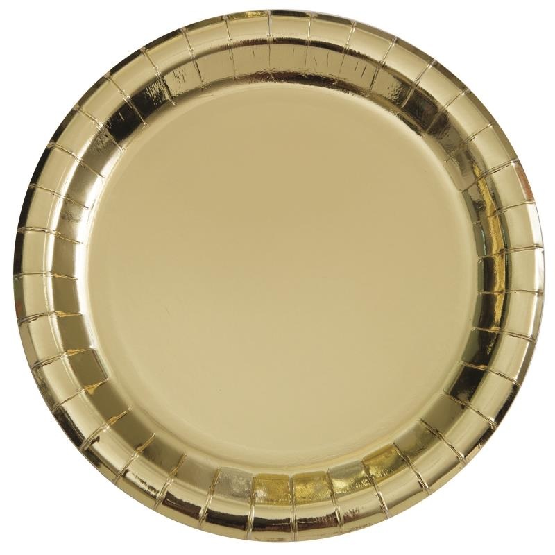 Gold Foil Party Cake Plates Pack of 8