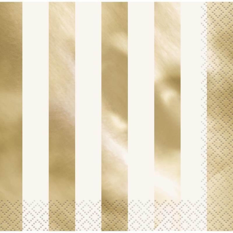 Gold Foil Striped Napkins Pack of 16