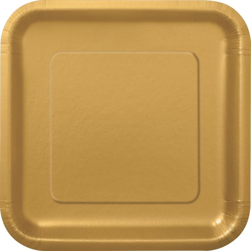 Gold Square Party Cake Plates Pack of 16