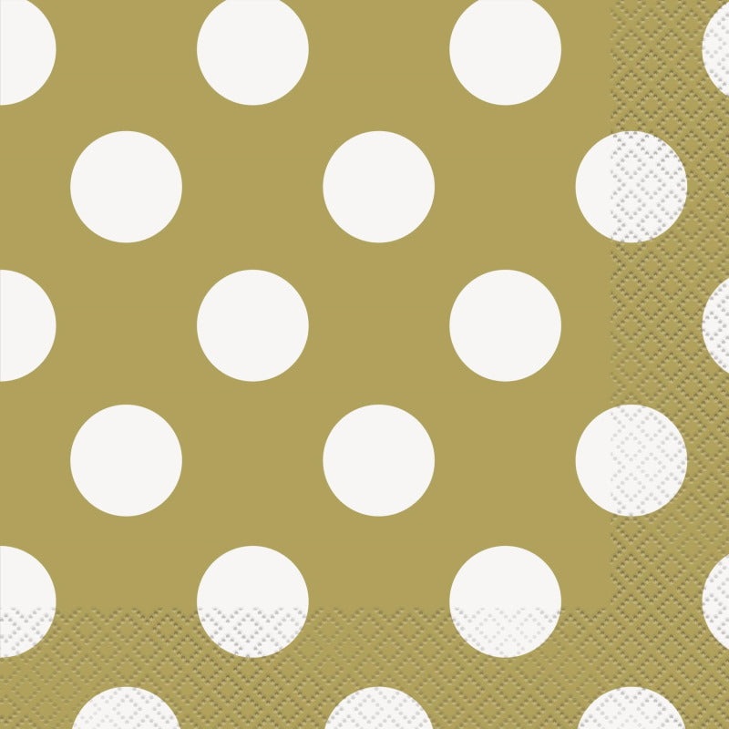 Gold Napkins Polka Dot Pack of 16
