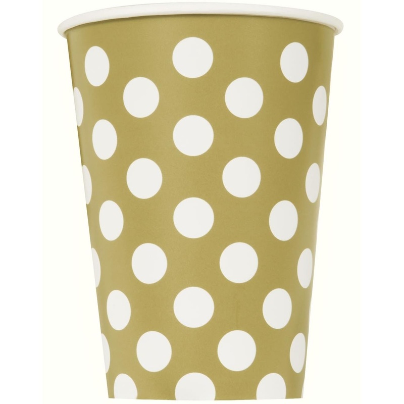 Gold Polka Dot Party Cups Pack of 6