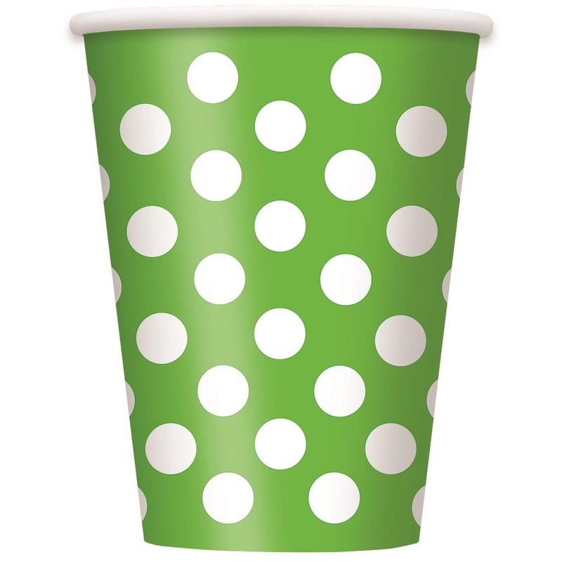 Lime Green Polka Dots Party Cups Pack of 6