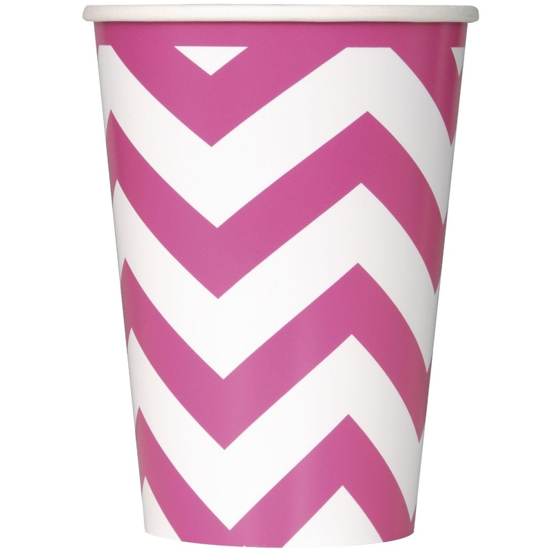 Hot Pink Chevron Party Cups Pack of 6
