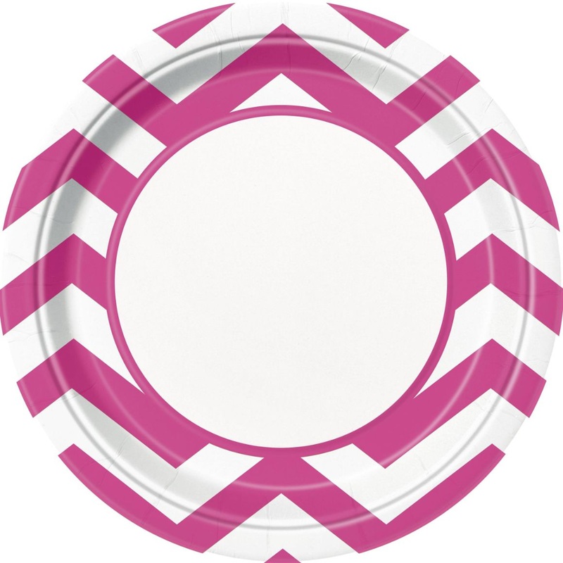 Hot Pink Chevron Party Plates Pack of 8