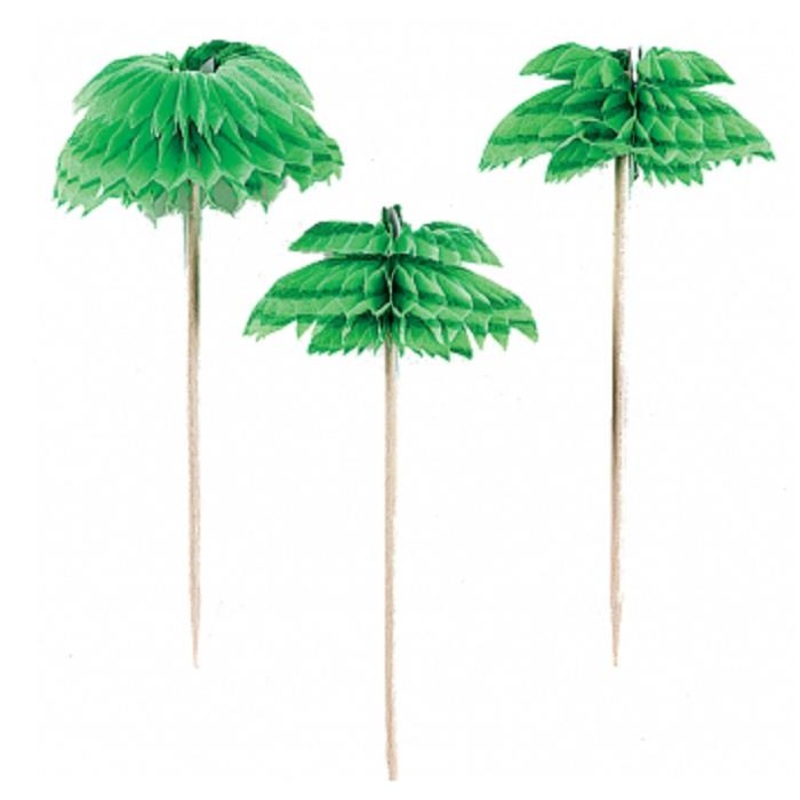 Palm Tree Honeycomb Party Cake Picks | Decorations Pack of 12