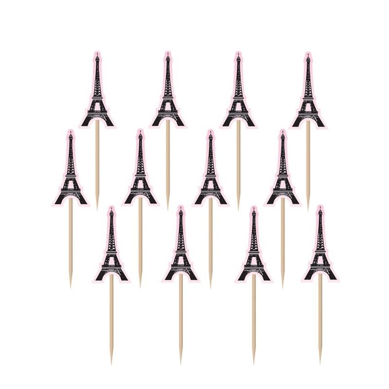 Paris Eiffel Tower Cake Topper Pack of 36