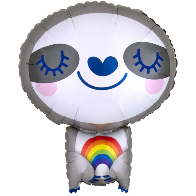 Sloth with Rainbow Shaped Foil Balloon 48cm