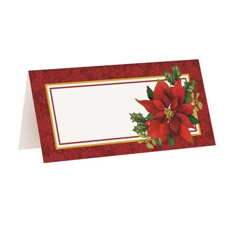 Holly | Poinsettia Christmas Table Place Cards Pack of 16