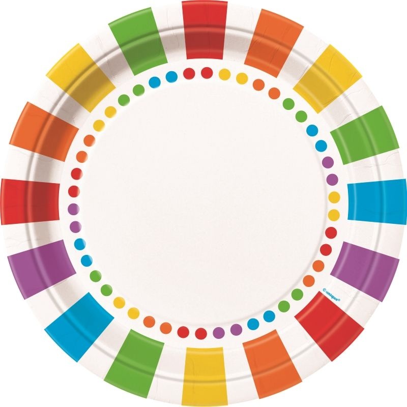 Rainbow Colourful 23cm Party Plates Pack of 8